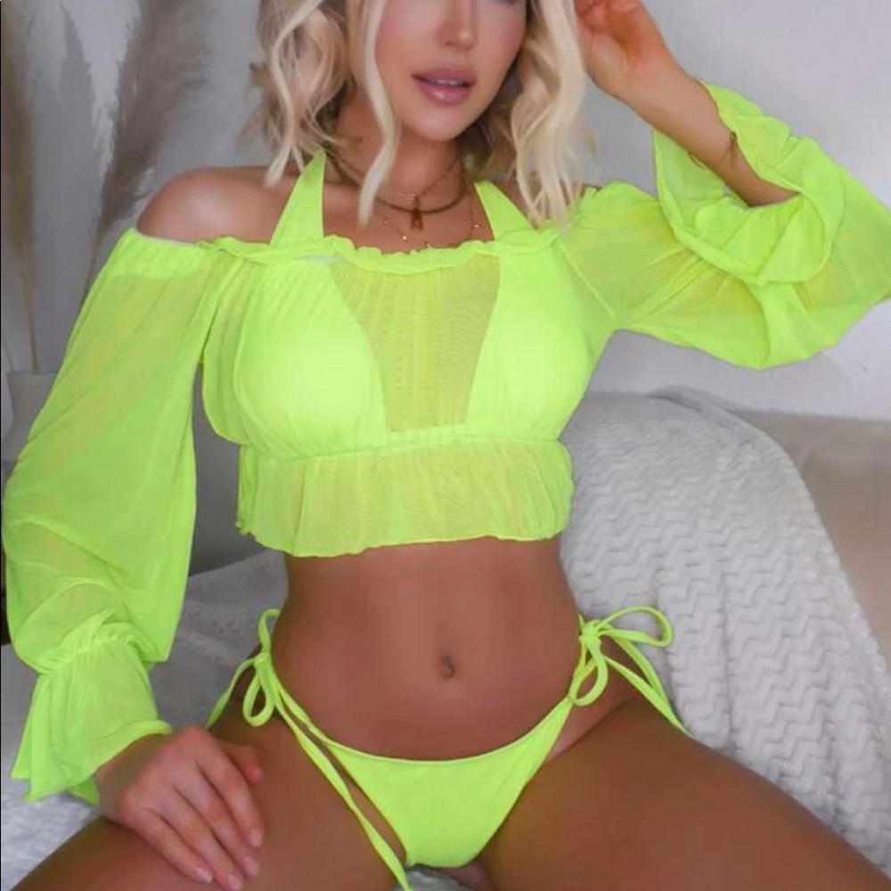 3 Piece Lime Halter Bikini